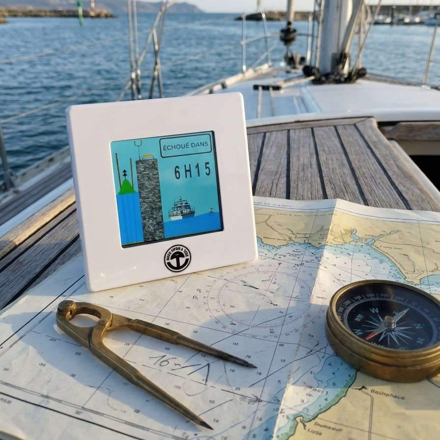 Image de boitier Pontos avec une boussole sur un bateau